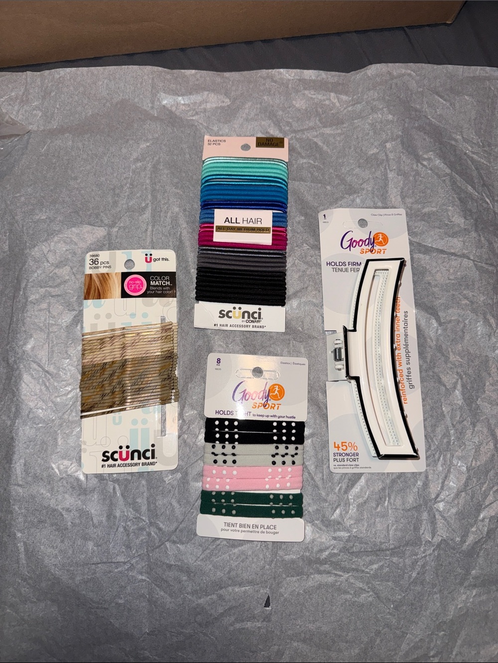 scünci Assorted Hair Accessories Pack in Blue, Teal, Pink, Black, Green, Gold